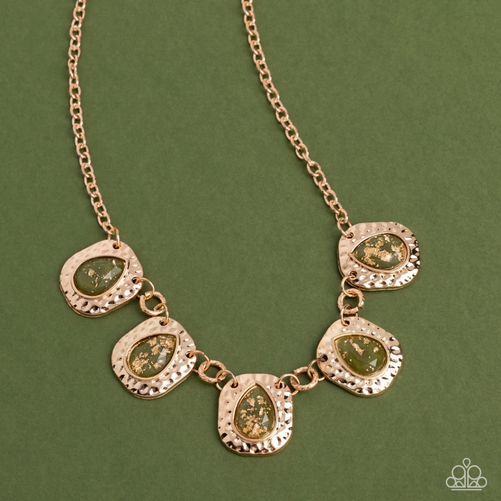 Mayan Masterpiece - Green Necklace and Earrings Set